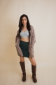 Mocha classic soft cable knit cardigan with relaxed fit design