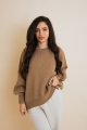 Soft mocha cozy oversized pullover sweater with relaxed fit design