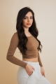 Mocha soft long sleeve crop top for women with casual fit design