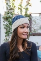 Cute Cozy Color Block Cable Knit Beanie Mocha Navy Ivory
