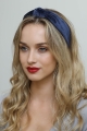 Navy velvet turban twist knot headband with a soft, stylish design for modern looks.