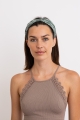 Olive paisley print summer headband with a stylish lightweight design.