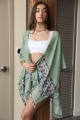 Sage Geometric Embroidered Kimono Bulk Vendor Distributor High Sell-through Profitable Made in China Low minimum Cheap Price