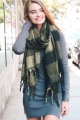 Shop Oversized Flannel Tassel Scarf in Bulk | Women Scarves Wholesale | Leto Wholesale