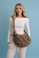 Quilted puffer crossbody shoulder bag in mocha, front view