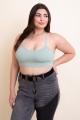 Sage stylish tattoo mesh racerback bralette, designed for plus size comfort and elegance