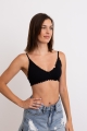 Black Seamless Lettuce Edge Bow Tie Triangle Bralette – Chic and Stylish Design