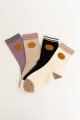 Smiley Face Embroidered Crew Socks Collection - Comfortable Cotton Casual Wear - Leto Wholesale
