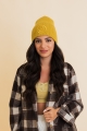 Mustard Ribbed Knit Beanie with Smiley Embroidery – Cozy Fall Style