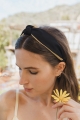 Solid color woven top knot cottage core two tone headband  1