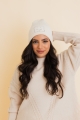 Ivory Ribbed Beanie with Embroidered Smiley Face – Cozy Winter Style