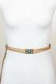 Camel-colored three rope turquoise stone belt, a unique braided turquoise accessory for a boho look.