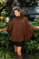 Timeless ethical brown turtleneck poncho with open arm design