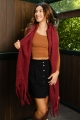 versatile cozy knit scarf with tassels burgundy wholesale
