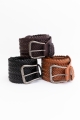 wide braided soft leather belt closeup