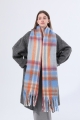 Women color block plaid tassel scarf soft thick warm winter wrap shawl