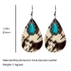Genuine Leather Drop Earrings With Teardrop Turquoise