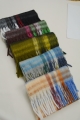 Women Color Block Plaid Tassel Scarf Soft Thick Warm Winter Wrap Shawl
