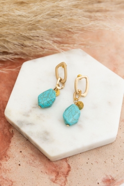 Turquoise Stone Drop Chain Earrings – Elegant and Timeless 