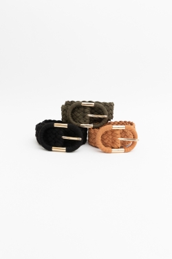 Versatile Braided Suede Belt with Oval Buckle – Fashionable for Every Season