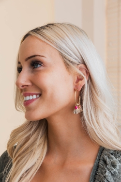 Raffia and Bead Semi-Hoop Earrings – Lightweight and Stylish 