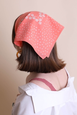 Floral and Dot Cotton Neckerchief – Vintage Bandana Scarf 