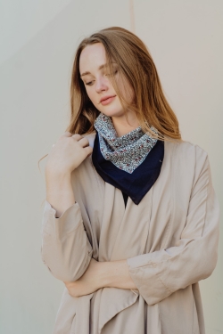 Floral Cotton Handkerchief Scarf – Elegant Wide Border 