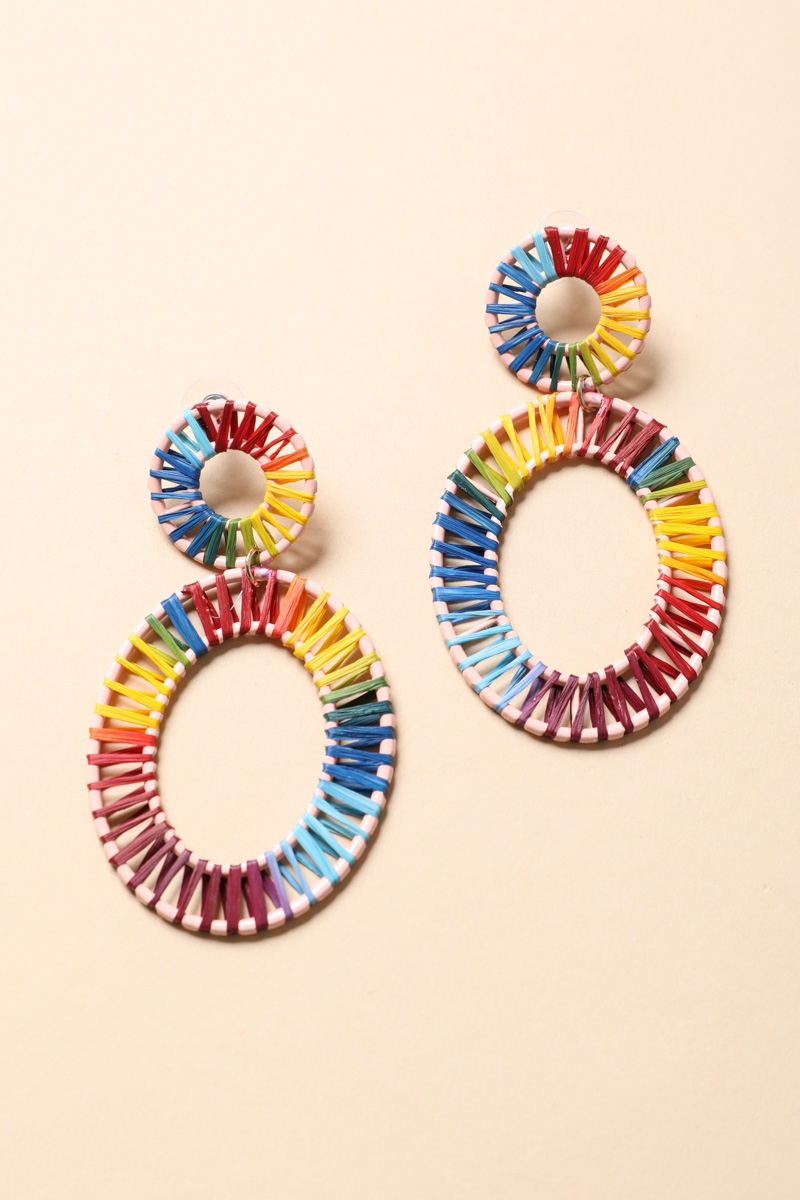 Latest Design Raffia Hoop Statement Earrings Wholesale | Fashion Earrings Wholesale Dealer | Leto Wholesale