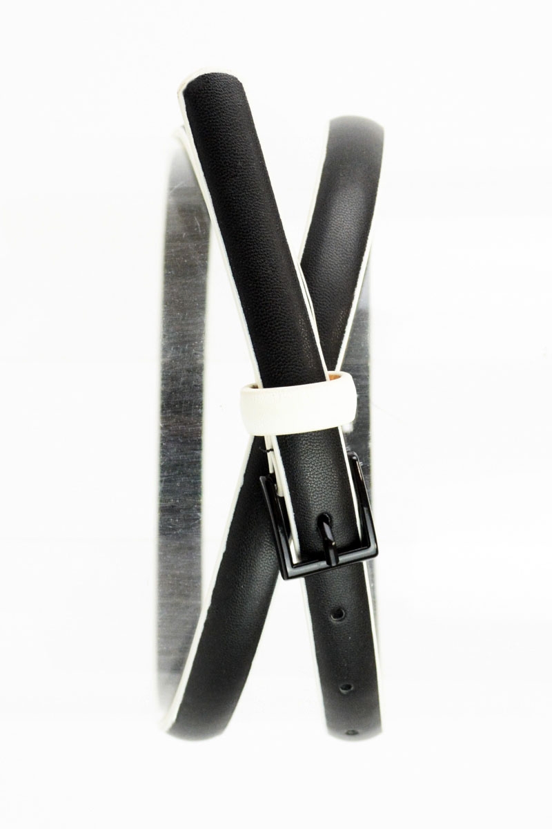 Black two-tone skinny belt for women supplier wholesale