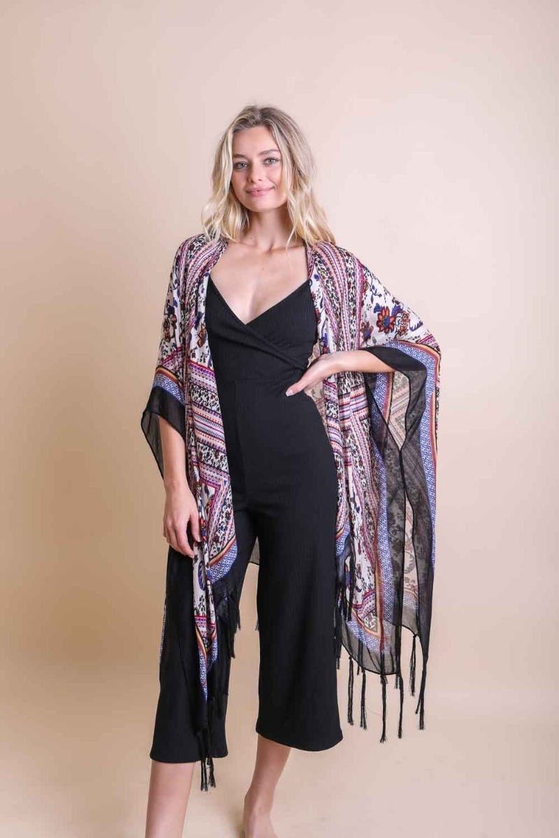 Purple Bohemian Diamond Tassel Kimono Supplier Bulk Affordable Price Immediate Shipping