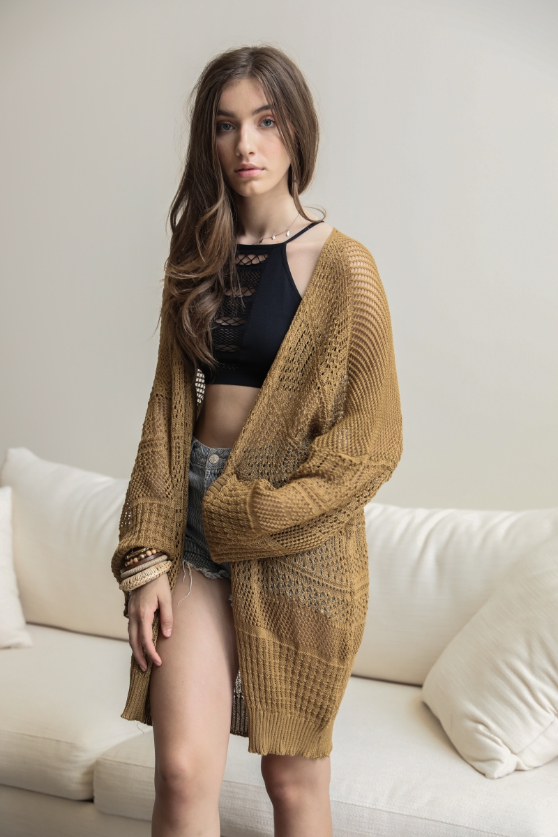 Bronze Knit Netted Cardigan Kimono Vendor Bulk Wholesale Low Minimum Made in China Profitable High Sell-through Imported Wholesale Cheap Price Fast Shipping 