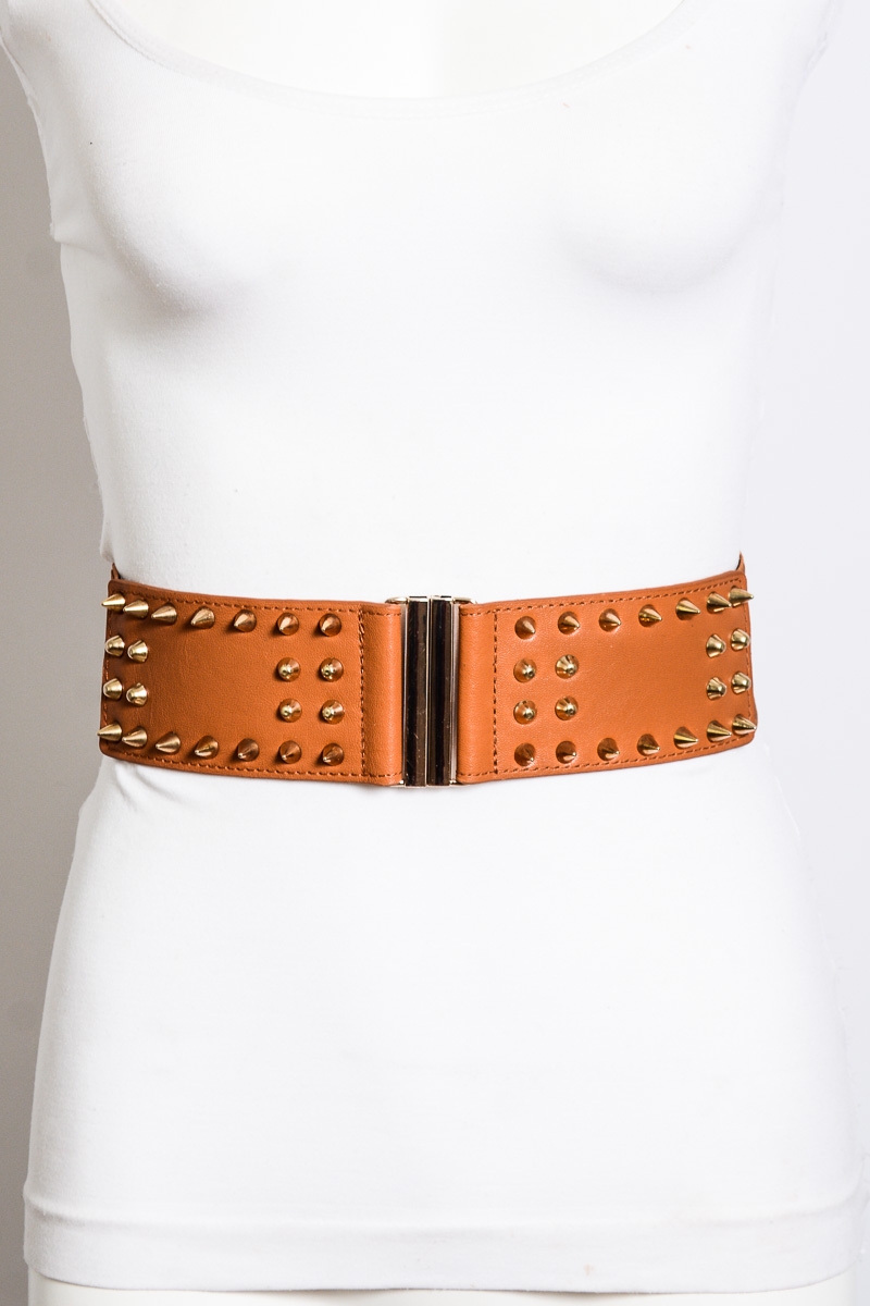 New design spiky studded stretch belt for women wholesale