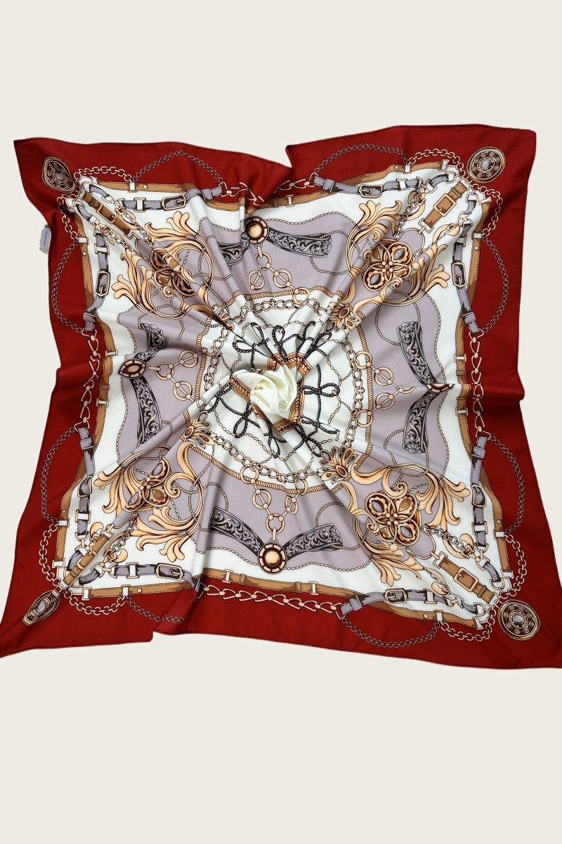Chain rope print headscarf     vintage silky bandana 3