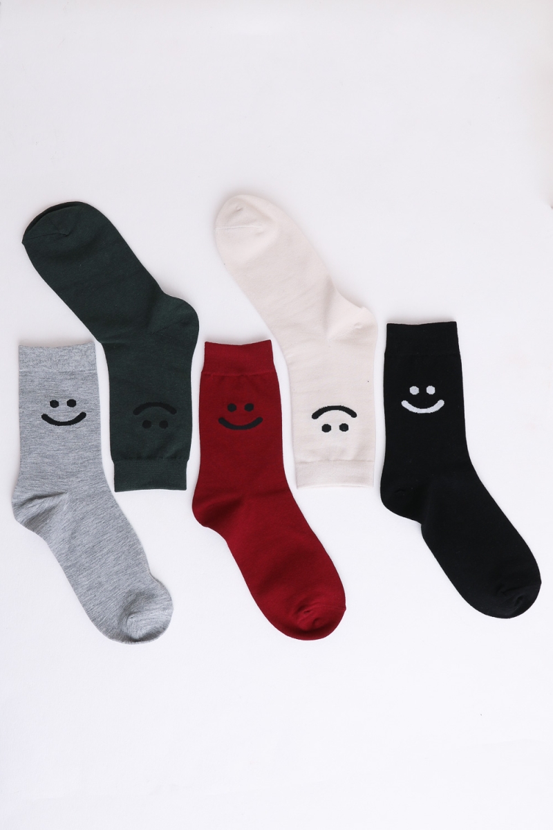 cheerful happy face smiley crew socks wholesale vendor