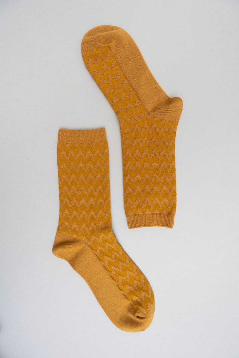 chic eclectic zig zag knit boho socks mustard yellow wholesale