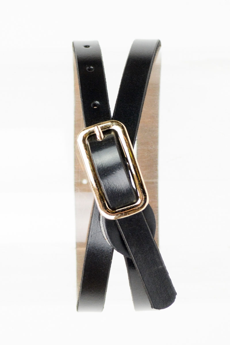 Classic Bonded Leather Belt with a stylish square buckle for a timeless look Black