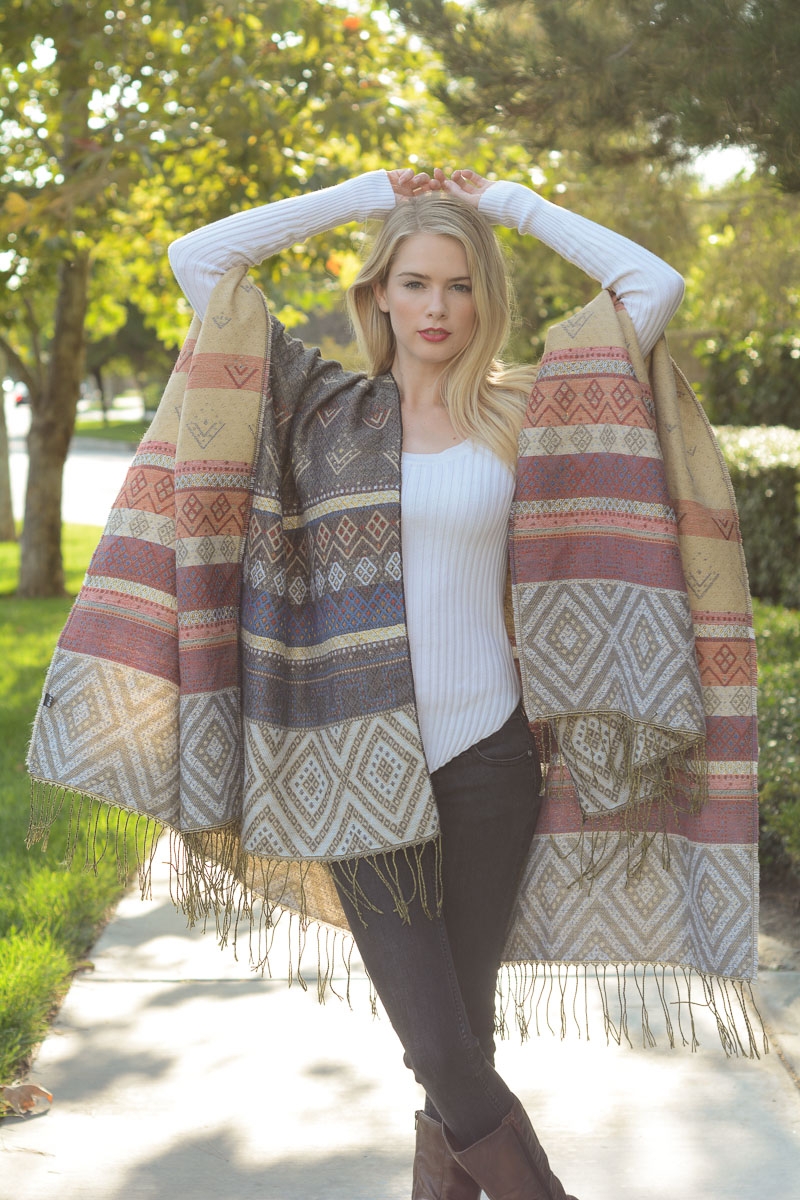 cute wholesale multi pattern poncho gray cheap