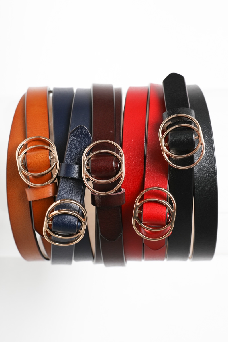 New design double ring buckle cinch leather belt for women wholesale