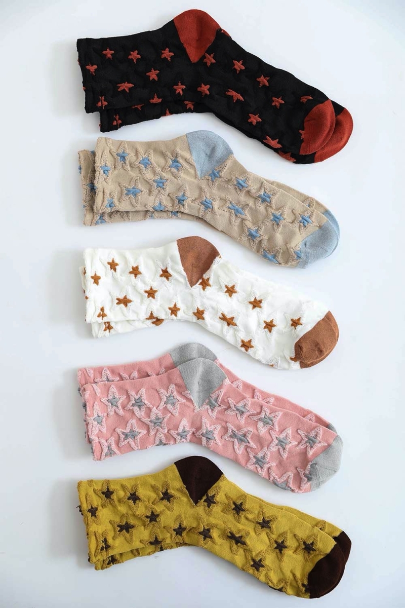 Eco-friendly star design socks with soft breathable fabric for cozy comfort.