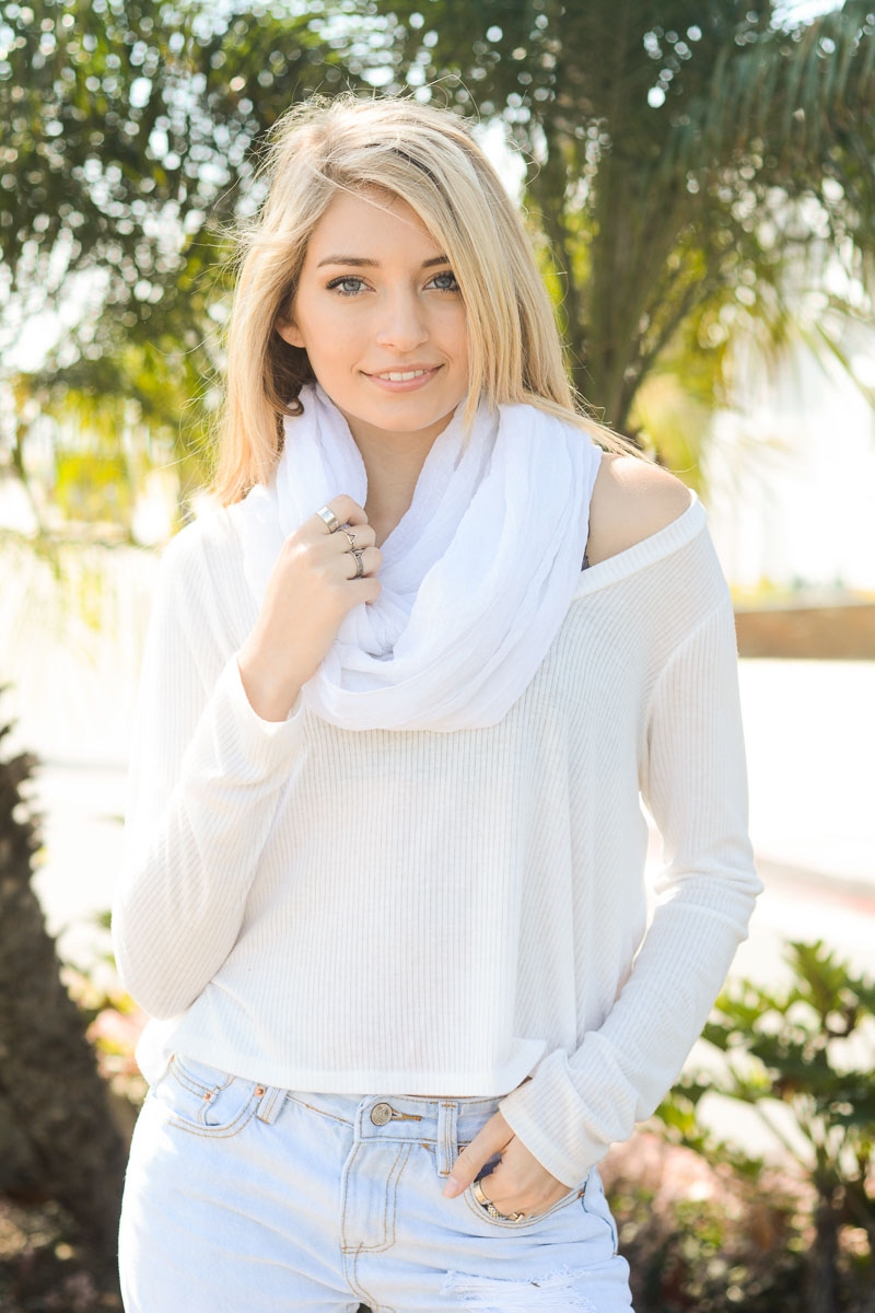 wholesale leto infinity scarf basic crinkle scarf white