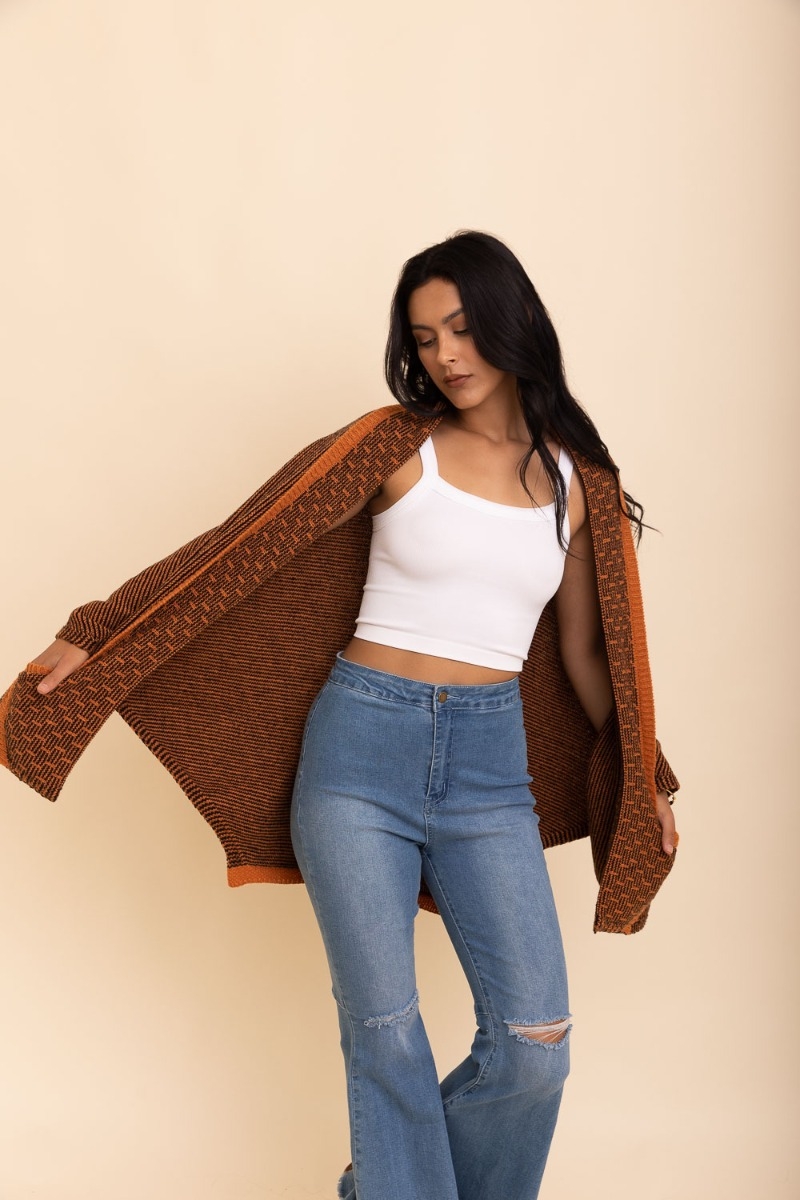 fashion forward cozy knit shawl style camel pockets breathable lightweight