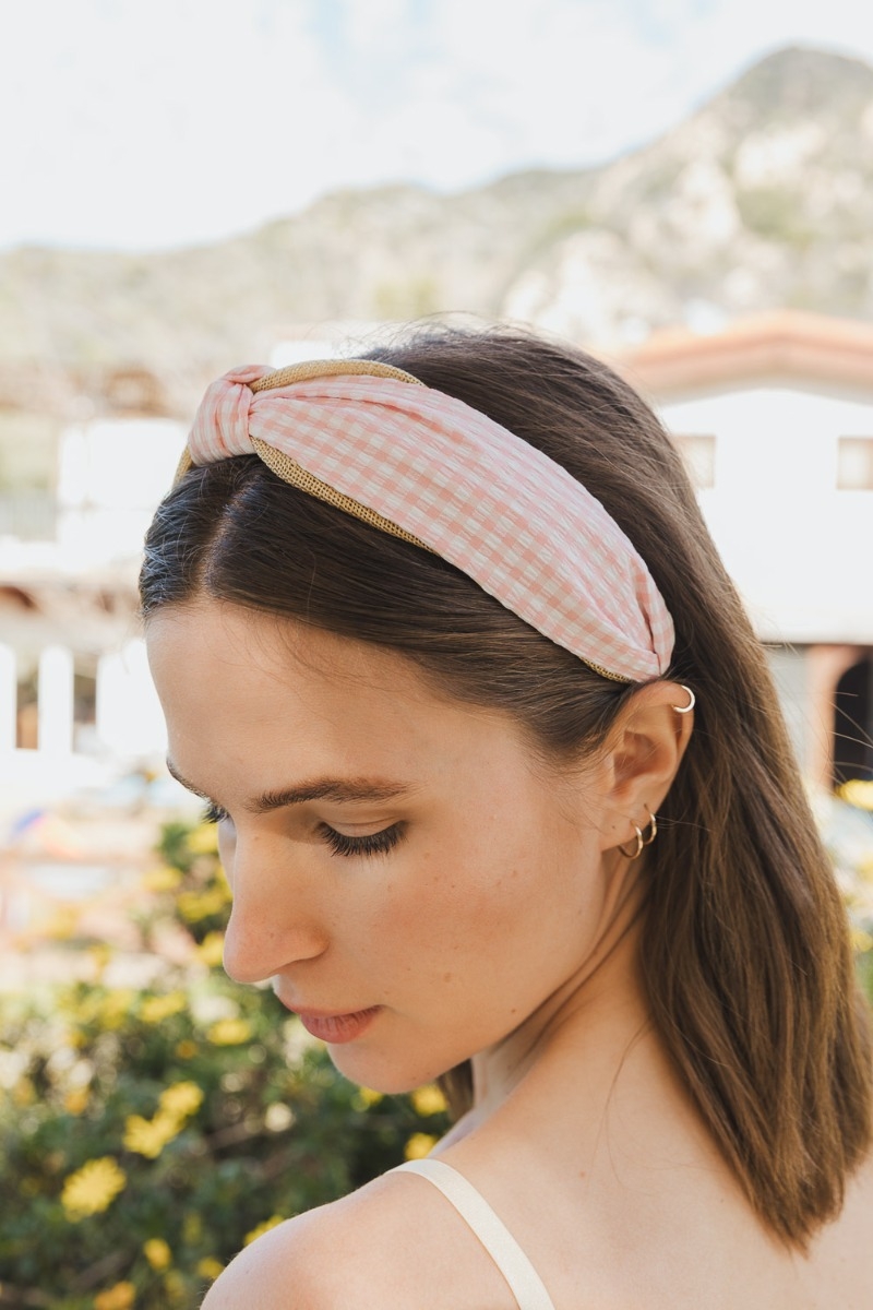 Gingham woven weave rattan natural cottage core headbands spring summer 4