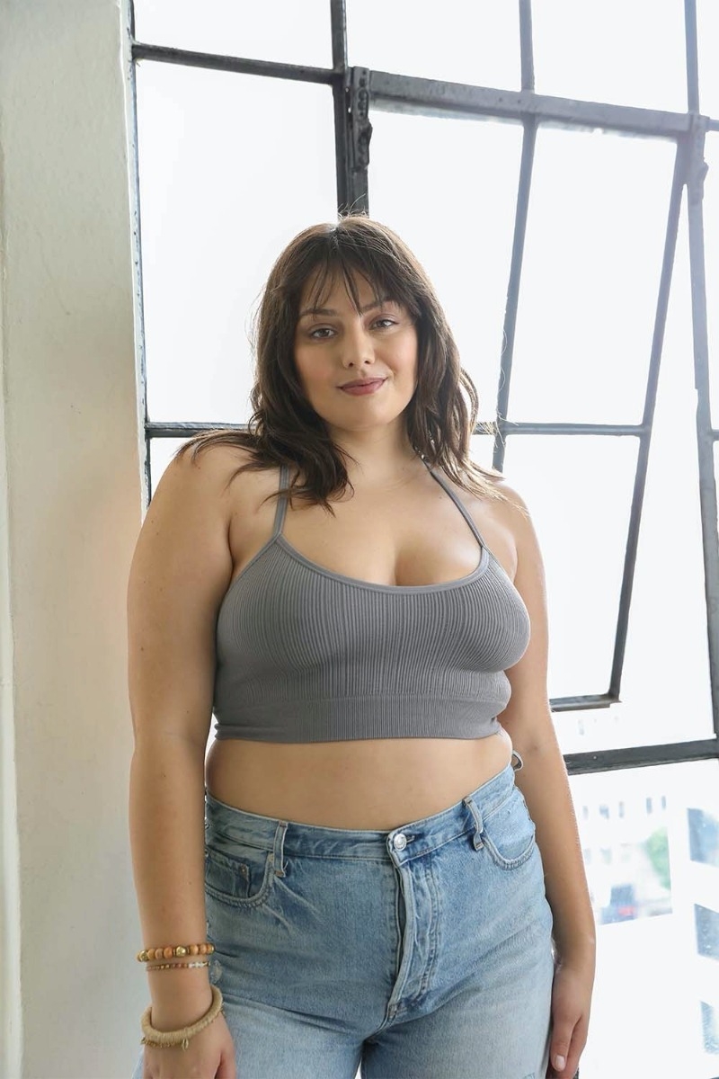 Gray Plus Size Tattoo Mesh Racerback Bralette Wholesale