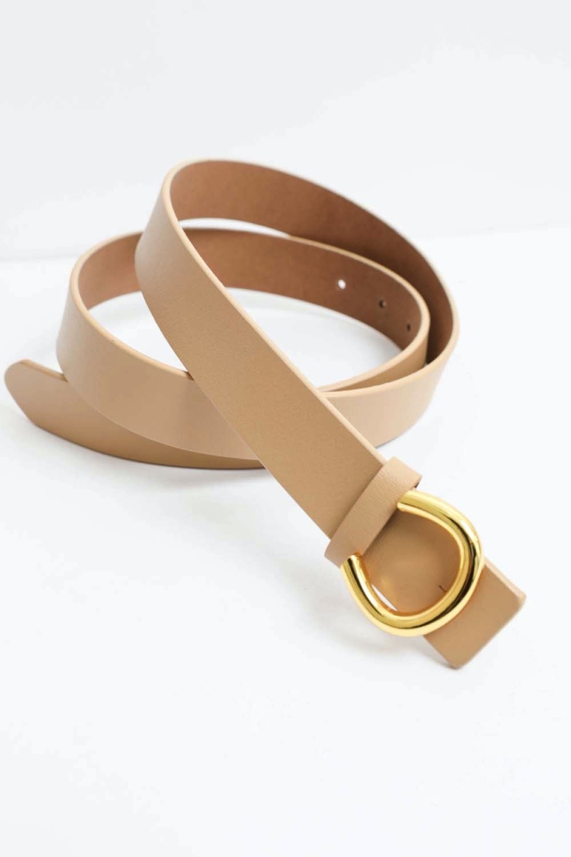 horseshoe metal buckle leather minimalist belts solid colors nude camel black brown wholesale