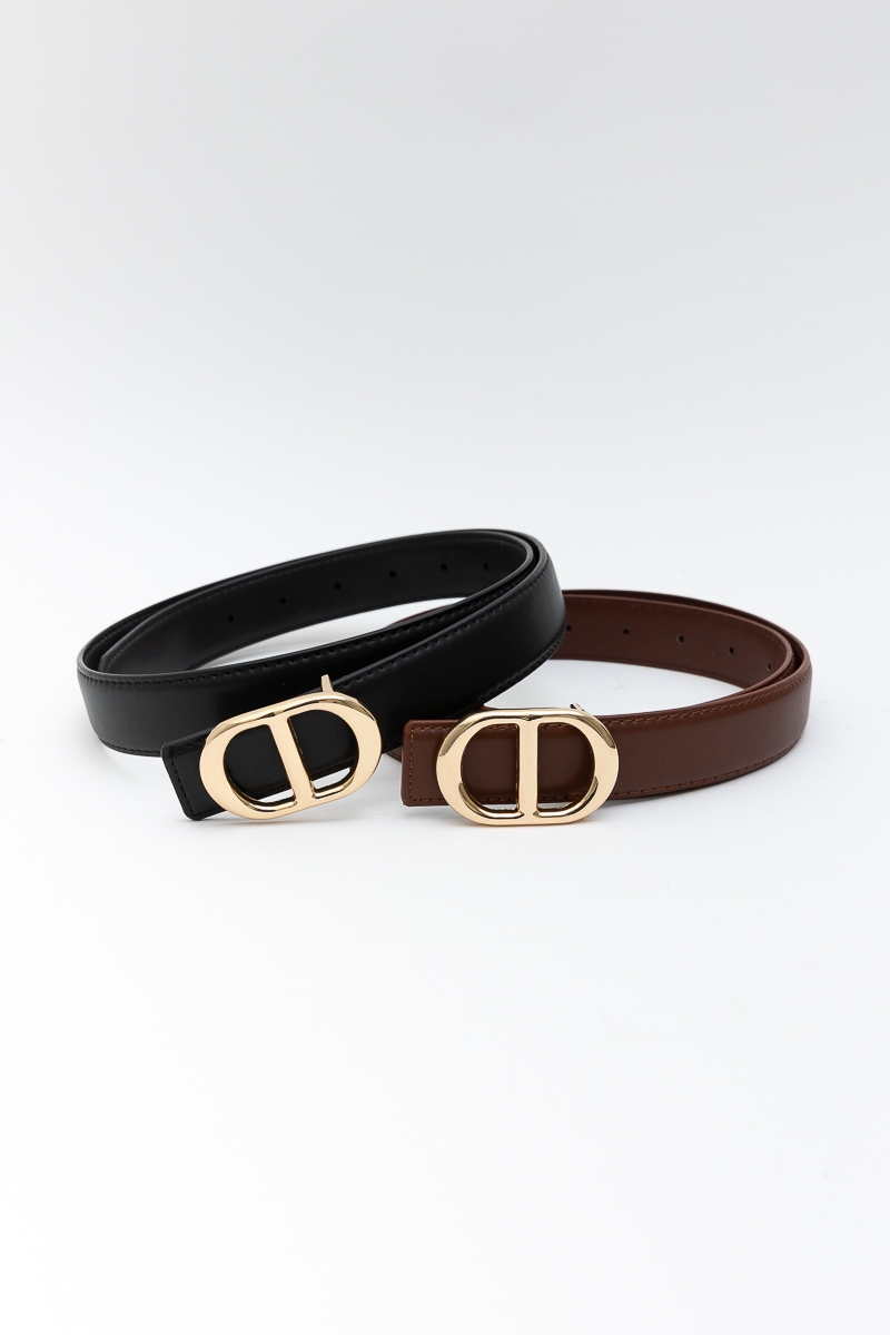 Leather double buckle belt wholesale