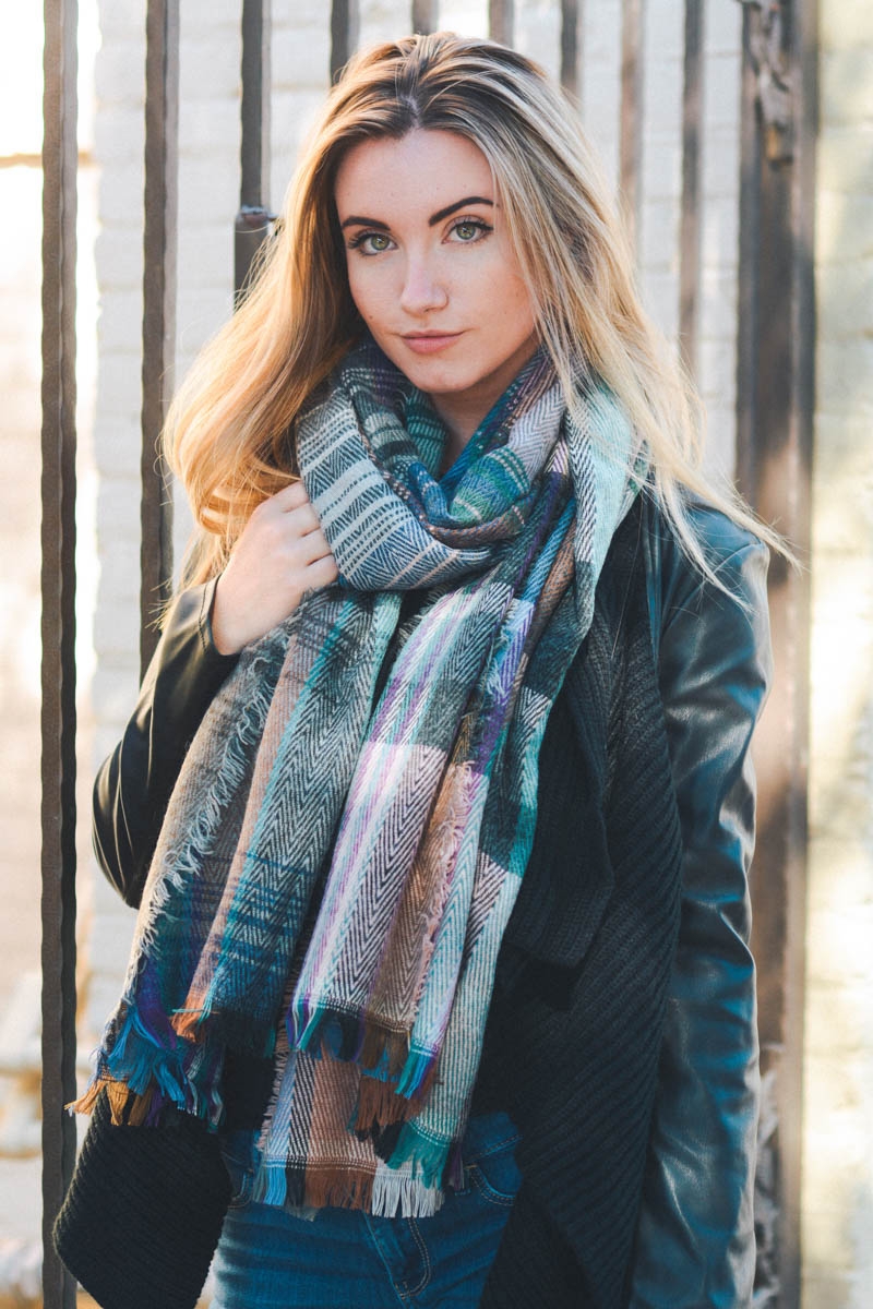 New multicolor plaid scarf wholesale from Leto Wholesale