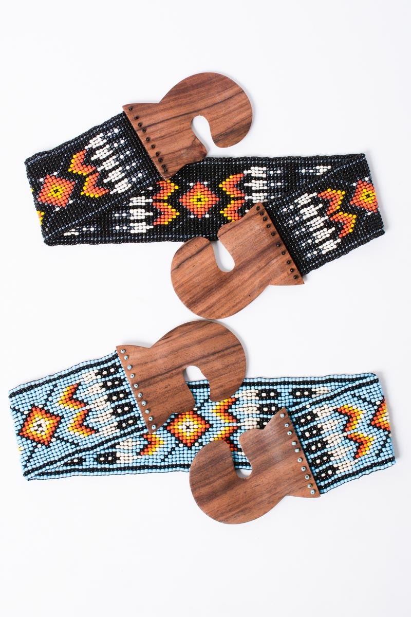 New design 25-row tribal glass bead belt for women wholesale