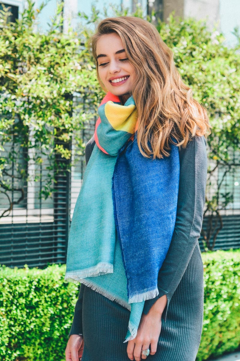neon color block wholesale fall scarves fashion 
