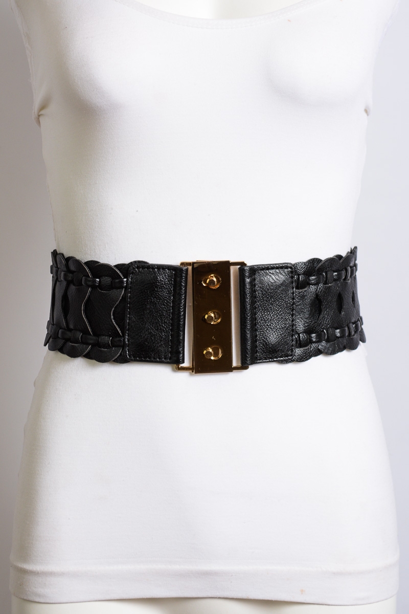 Latest overlay leather pattern elastic belt for women from Leto Wholesale