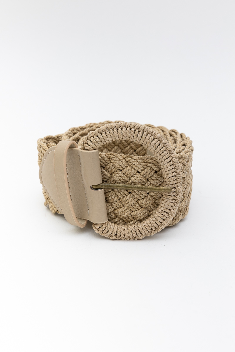 Raffia woven braided belt